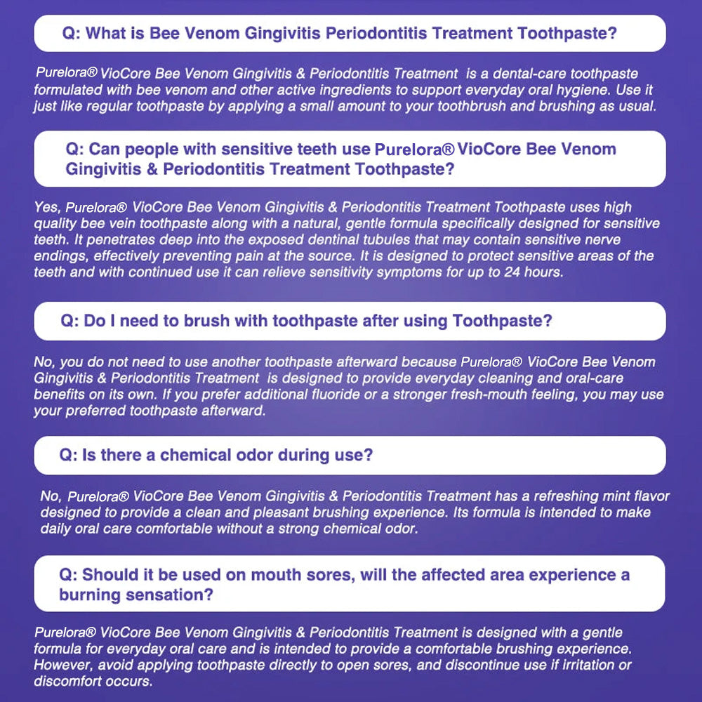 Purelora® VioCore Bee Venom Gingivitis & Periodontitis Treatment Toothpaste