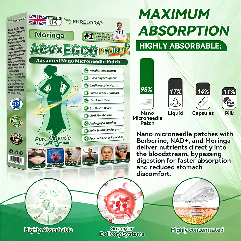 𝐏𝐮𝐫𝐞𝐥𝐨𝐫𝐚® 𝐀𝐂𝐕 × 𝐄𝐆𝐂𝐆 𝟏𝟎-𝐢𝐧-𝟏 𝐀𝐝𝐯𝐚𝐧𝐜𝐞𝐝 𝐍𝐚𝐧𝐨 𝐌𝐢𝐜𝐫𝐨𝐧𝐞𝐞𝐝𝐥𝐞 𝐏𝐚𝐭𝐜𝐡 (💧𝐉𝐮𝐬𝐭 𝐨𝐧𝐜𝐞 𝐚 𝐝𝐚𝐲, 𝐯𝐢𝐬𝐢𝐛𝐥𝐞 𝐜𝐡𝐚𝐧𝐠𝐞𝐬 𝐢𝐧 𝟕 𝐝𝐚𝐲𝐬) ✅𝐅𝐨𝐫 𝐨𝐛𝐞𝐬𝐢𝐭𝐲, 🅛🅞🅞🅢🅔 🅢🅚🅘🅝,𝐝𝐢𝐚𝐛𝐞𝐭𝐞𝐬, 𝐬𝐥𝐞𝐞𝐩 𝐚𝐩𝐧𝐞𝐚, 𝐣𝐨𝐢𝐧𝐭 𝐢𝐬𝐬𝐮𝐞𝐬, 𝐚𝐧𝐝 𝐦𝐨𝐫𝐞🔥