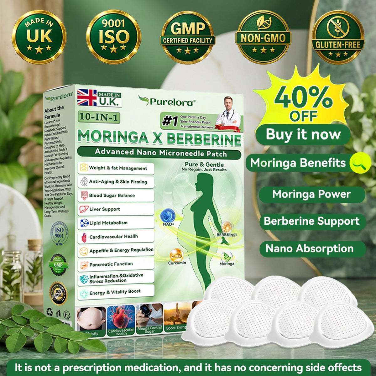 𝑶𝒇𝒇𝒊𝒄𝒊𝒂𝒍 𝑺𝒕𝒐𝒓𝒆  |✅𝑷𝒖𝒓𝒆𝒍𝒐𝒓𝒂® 𝑴𝒐𝒓𝒊𝒏𝒈𝒂 & 𝑩𝒆𝒓𝒃𝒆𝒓𝒊𝒏𝒆 10-𝑰𝑵-1 𝑨𝒅𝒗𝒂𝒏𝒄𝒆𝒅 𝑵𝒂𝒏𝒐 𝑴𝒊𝒄𝒓𝒐𝒏𝒆𝒆𝒅𝒍𝒆 𝑷𝒂𝒕𝒄𝒉 (𝐎𝐧𝐜𝐞 𝐃𝐚𝐢𝐥𝐲, 𝐯𝐢𝐬𝐢𝐛𝐥𝐞 𝐜𝐡𝐚𝐧𝐠𝐞𝐬 𝐢𝐧 𝟕 𝐝𝐚𝐲𝐬）𝐎𝐛𝐞𝐬𝐢𝐭𝐲, 𝐃𝐢𝐚𝐛𝐞𝐭𝐞𝐬, 𝐒𝐥𝐞𝐞𝐩 𝐀𝐩𝐧𝐞𝐚, 𝐀𝐧𝐝 𝐉𝐨𝐢𝐧𝐭 𝐈𝐬𝐬𝐮𝐞𝐬🍀