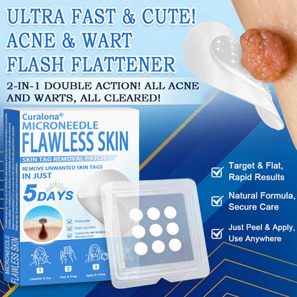 🔥 Curalona® 2-in-1 Microneedle & Hydrocolloid Patch | Raised Moles,Acne,  Flat Warts & Skin Tags Remover | Improves Wrinkles, Scars & Blemishes | Invisible Pimple Patches for Face & Body