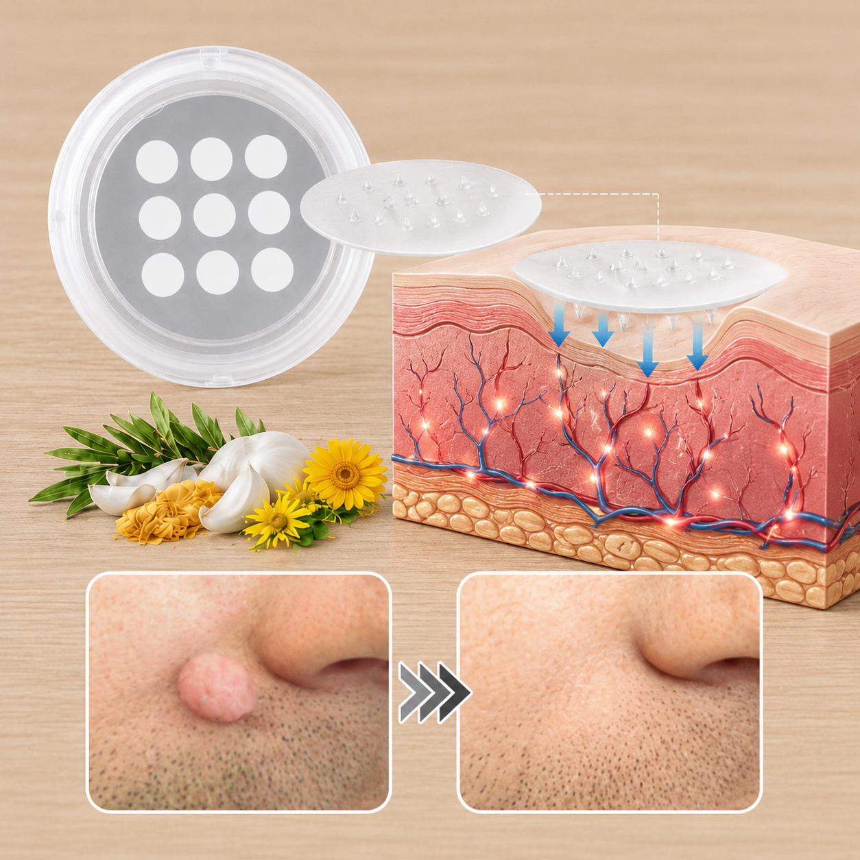 🔥Curalona®2-in-1 Microneedle & Hydrocolloid Patch🍀| Removes Raised Moles, Acne, Flat Warts & Skin Tags | Helps Improve Wrinkles, Scars & Blemishes | Invisible Patches for Face & Body